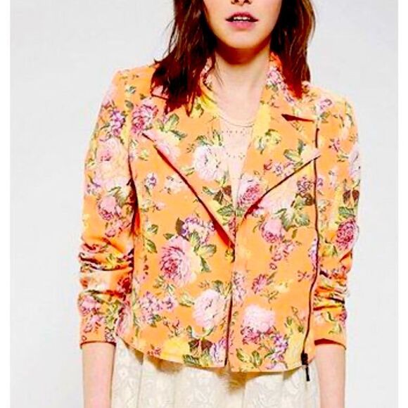 UO Pens & Needles Neon Tropical Moto Jacket - Picture 2 of 9
